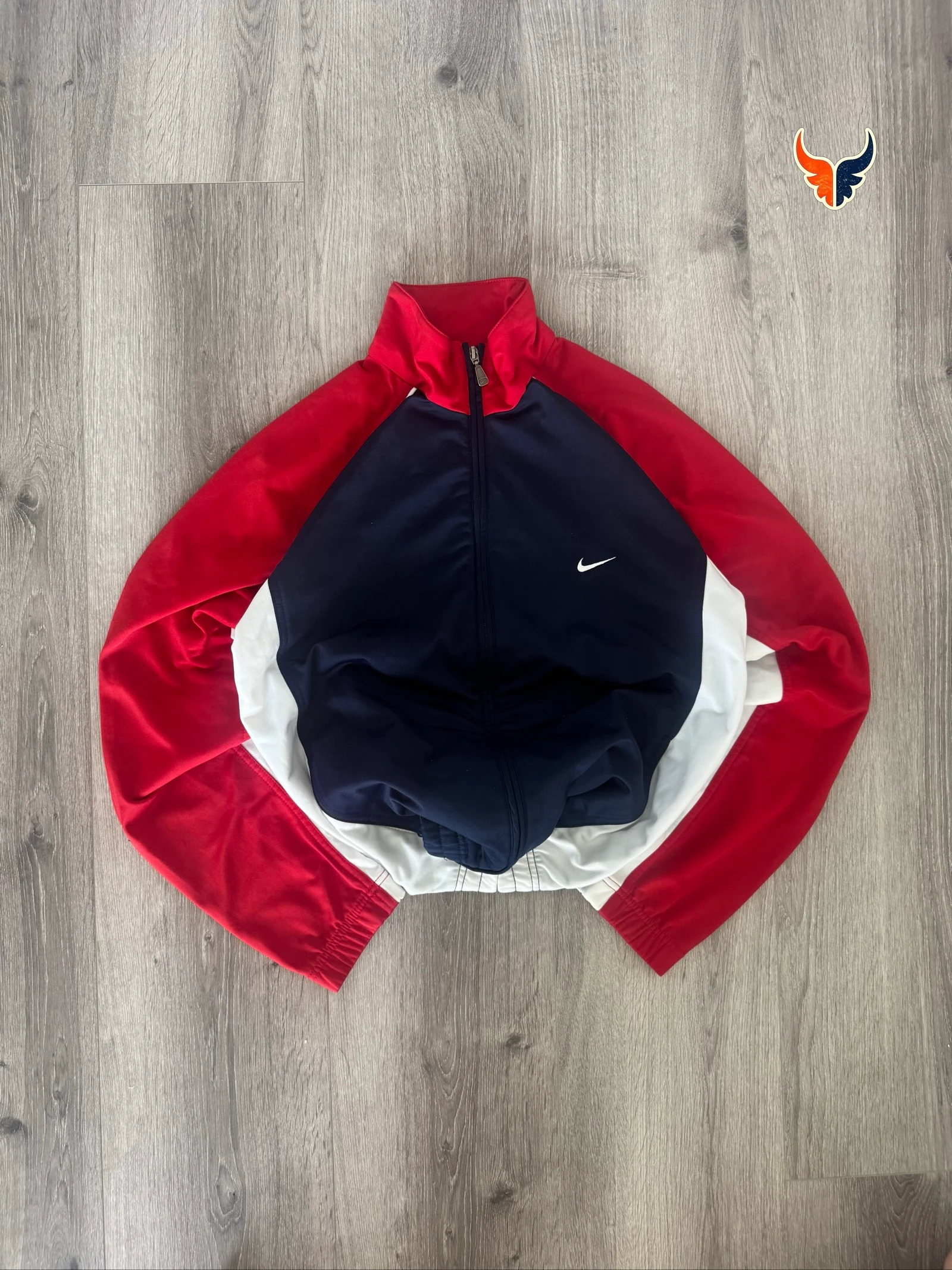 Nike Vintage Track Jacket Full Zip Navy Red White Y2K 00s Streetwear Swoosh M